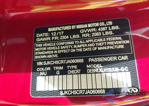 2018 Infiniti Qx30 Luxury z USA, uszkodzony, nr VIN SJKCH5CR7JA060668